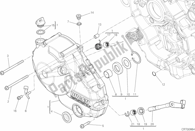 Alle onderdelen voor de Koppelingsdeksel van de Ducati Hypermotard SP USA 821 2015